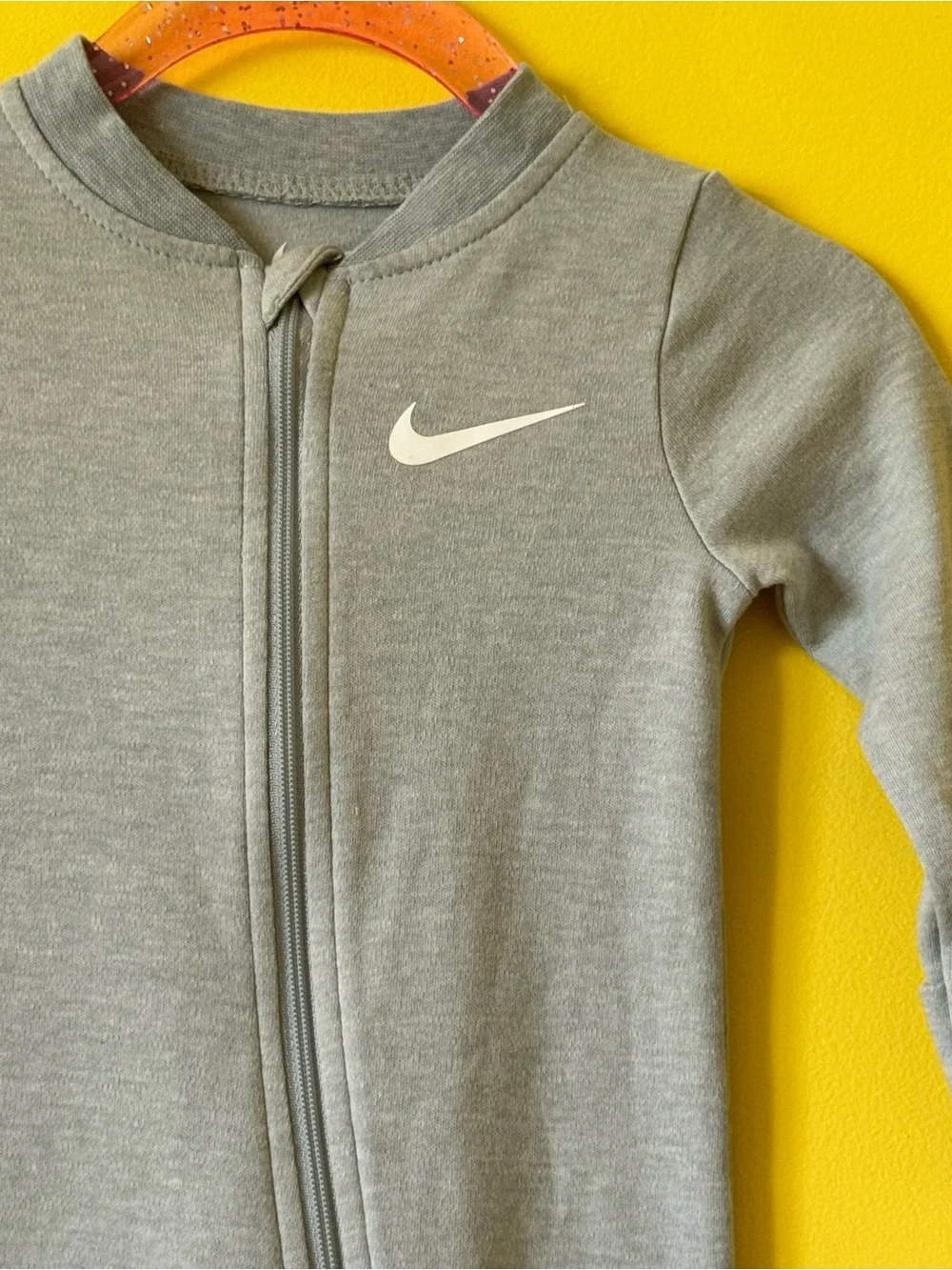 +NWOT Nike Seafoam Green Footed Zip Coverall Sleeper Swoosh Baby 3M